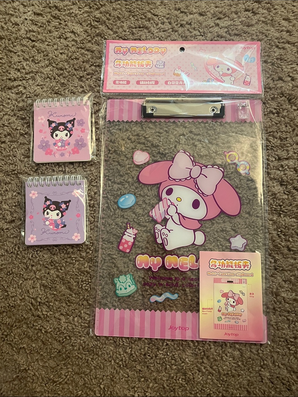 Pink Sanrio Clipboard and notepads